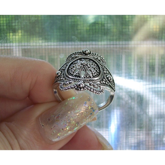 925 STERLING SILVER Rope Beaded Ornate Ring - Picture 7 of 16